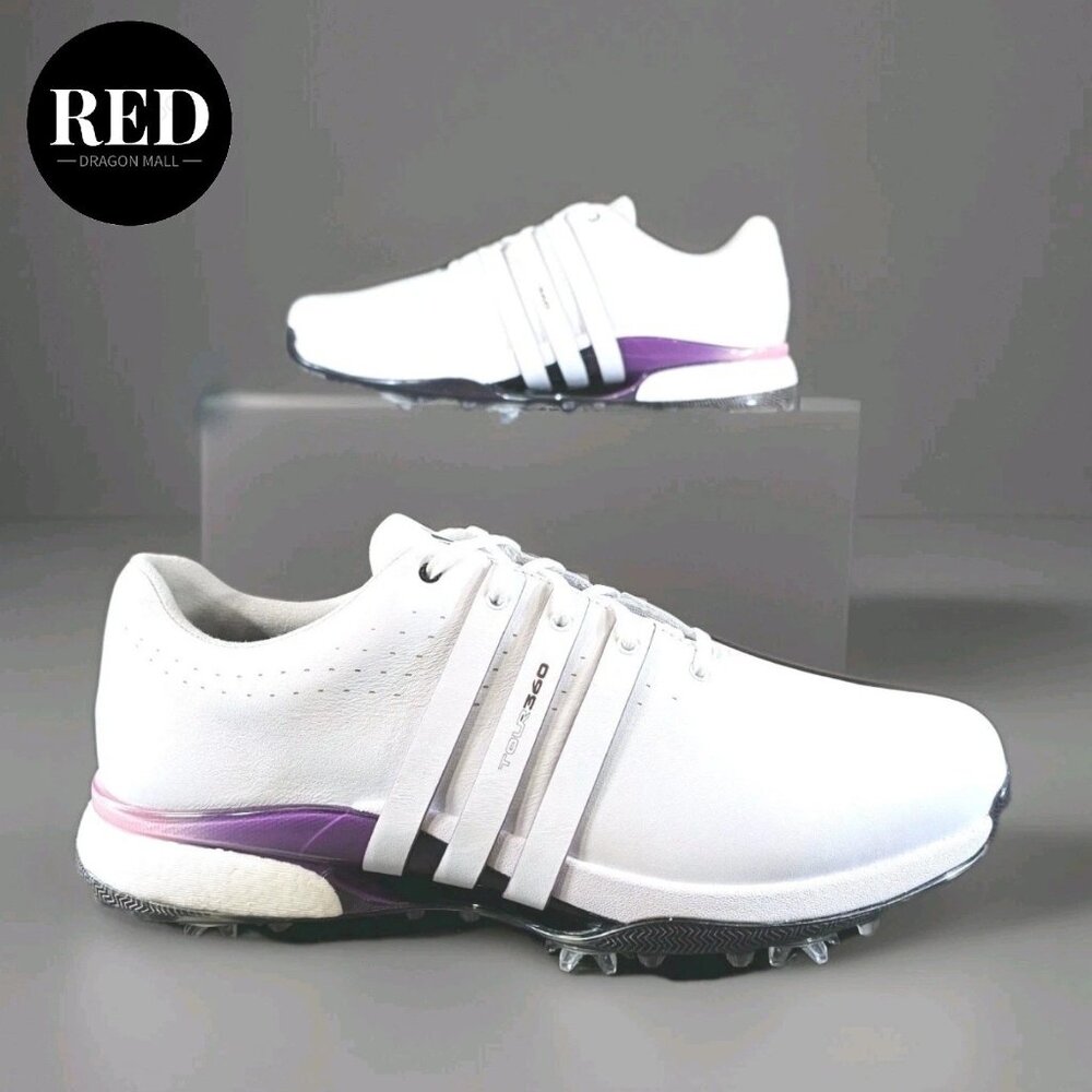 Adidas Tour360 24 Golf Shoes White Shadow Fig Black IE3366 - Men's Size 12